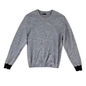 ATM Anthony Thomas Melillo GRAY Contrast Cuff Merino Wool Sweater